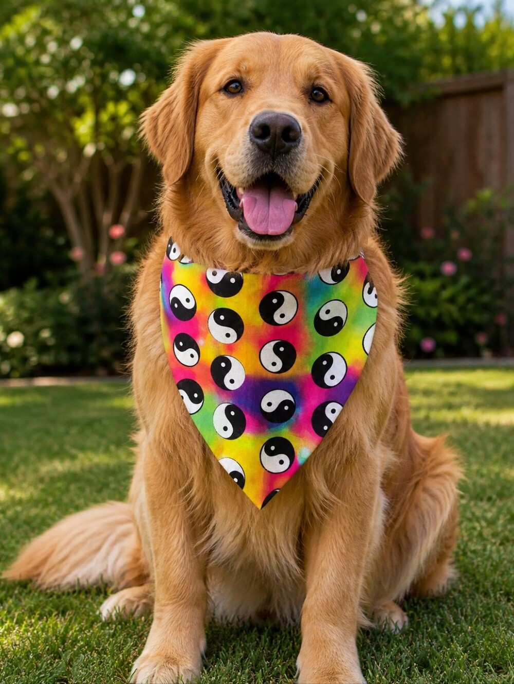 Tie-Dye Yin Yang Bandana - Black & Multicolor